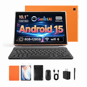 PAITANRY 10.1 Inch Android 15 Tablet, 8GB RAM, 128GB Storage, Octa-Core, 1280 x 800 HD IPS Touchscreen, 6000mAh Battery, WiFi 6, Bluetooth 5.2, Portable Tablets