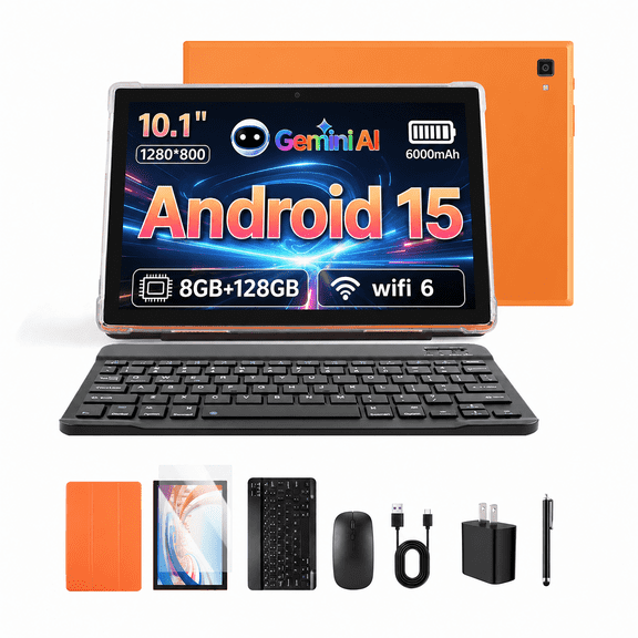 PAITANRY 10.1 Inch Android 15 Tablet, 8GB RAM, 128GB Storage, Octa-Core, 1280 x 800 HD IPS Touchscreen, 6000mAh Battery, WiFi 6, Bluetooth 5.2, Portable Tablets