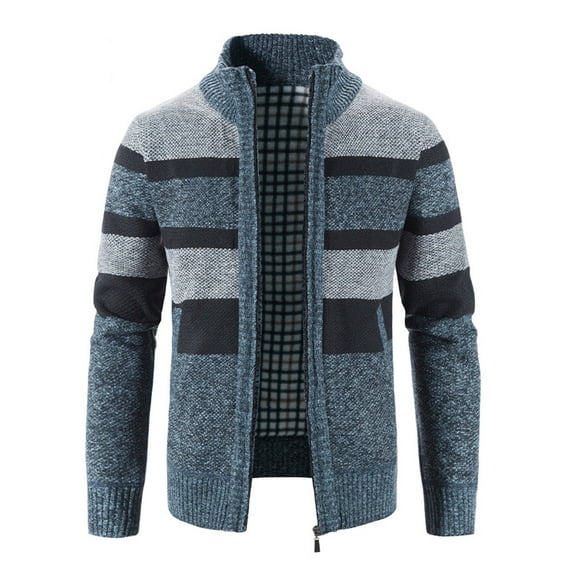 PAIWINDS Men's Cardigan Sweaters Full Zip Up Stand Collar Casual Knitted Sweater