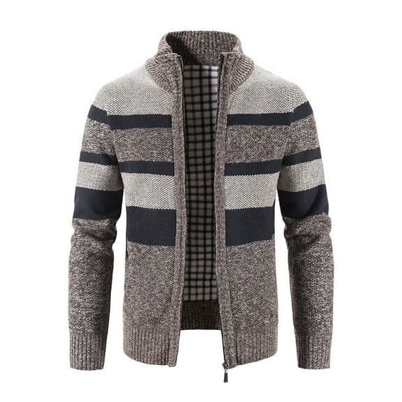 PAIWINDS Men's Cardigan Sweaters Full Zip Up Stand Collar Casual Knitted Sweater