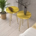 thumbnail image 1 of PAK HOME Set of 2 High Gloss Gold End Tables Round Wood Sofa Side Coffee Tables for Small Spaces, Nightstand Bedside Table with Metal Legs for Bedroom, Living Room, Office, Balcony, 1 of 4