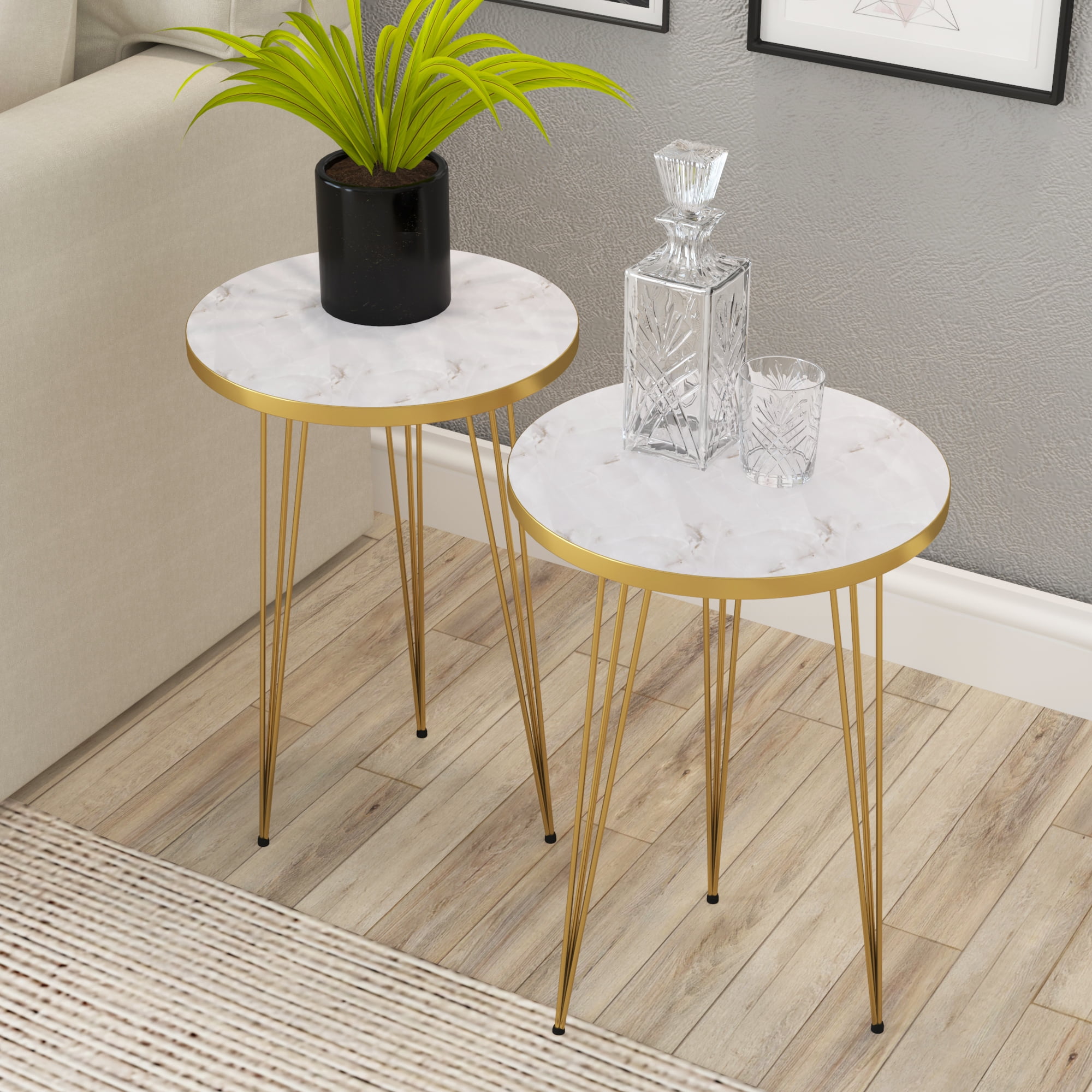 White bedside table gold legs discount