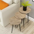 thumbnail image 1 of PAK HOME Set of 3 Pine Wood Grey Nesting End Tables Round Wood Stacking Coffee Side Accent Table with Metal Legs for Living Room, Home Office, Nightstands for Bedroom, 1 of 9