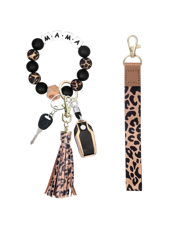 Bracelet Wristlet Keychain Lanyard for Keys, Black