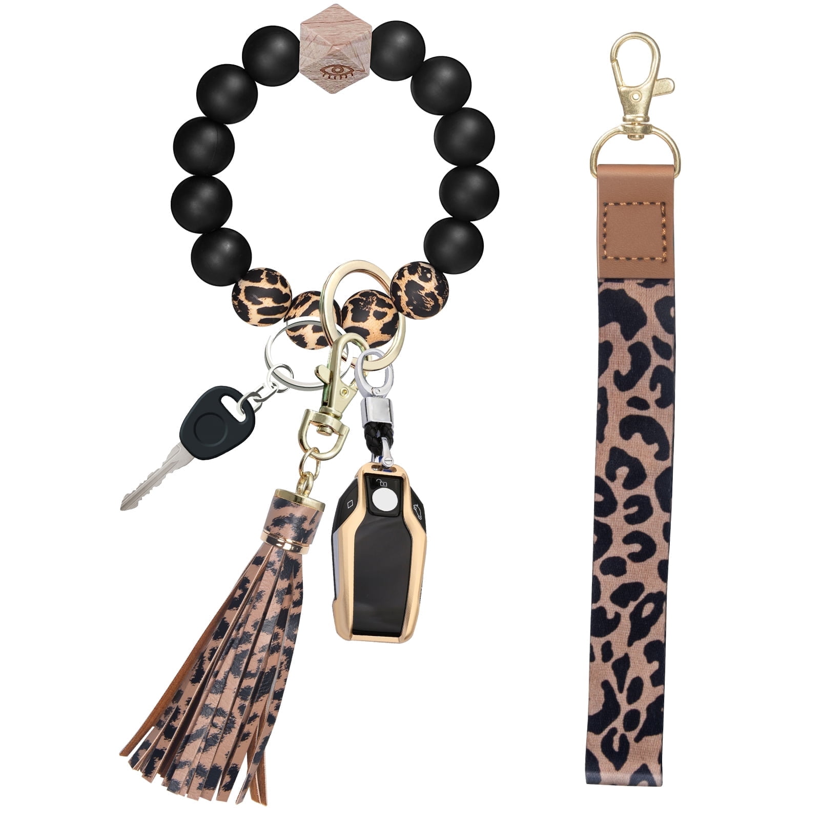 PAKASEBOXES Bracelet Wristlet Keychain with Lanyard for Keys, Silicone ...