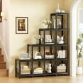 thumbnail image 1 of PAKASEPT 14 Shelves Bookshelf, Ladder Corner Bookshelf, Industrial Vintage Book Storage, Rustic 5-Tier Display Shelf Storage Organizer for Home Office Living Room (Black), 1 of 17