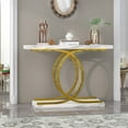 thumbnail image 1 of PAKASEPT Console Table with Gold Base, 40 inch White Faux Marble Narrow Entryway Table Foyer Table for Living Room, Entryway, Hallway, Entrance, 1 of 9