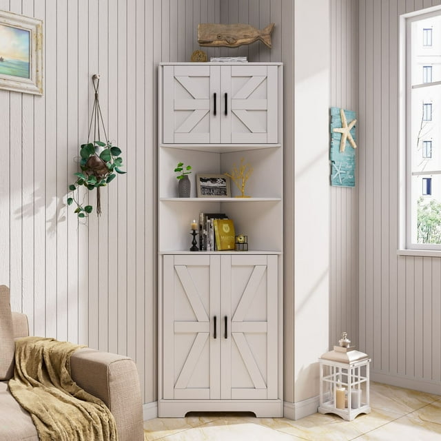 PAKASEPT Farmhouse Corner 5Tier Tall Storage with