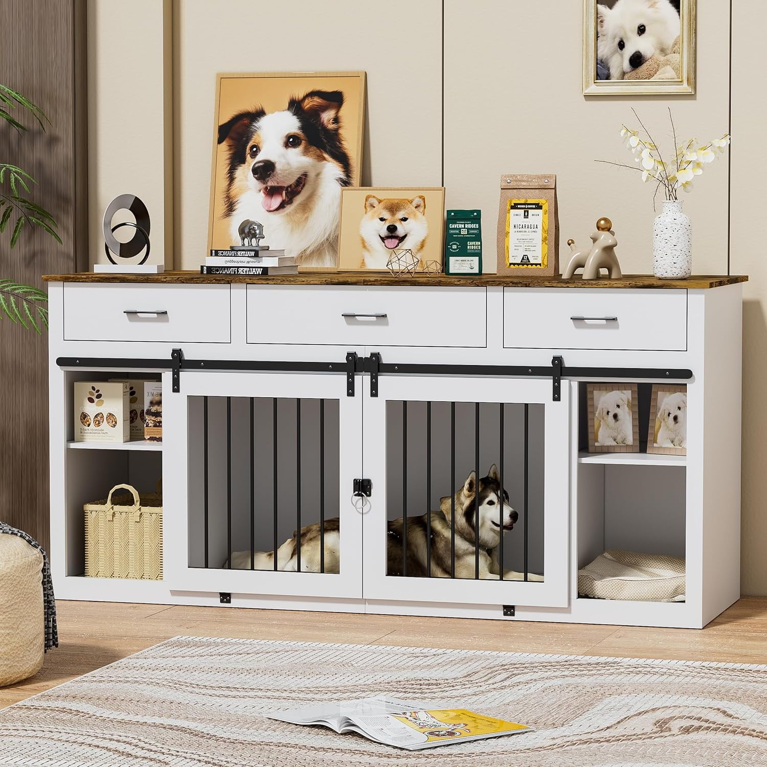 Photo inspiration: Extra Large Dog Crate Stands With Divider Panels Reference: Pakasept Stylish Xlarge Dog Crate Furniture With Table Top 3