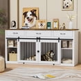 thumbnail image 1 of PAKASEPT Large Dog Crate Furniture, 70.9" Wooden Dog Crate Kennel with 3 Drawers and Divider, Sliding Door Double Kennel, Indoor Extra Large Dog Kennel Furniture TV Stand, White, 1 of 8