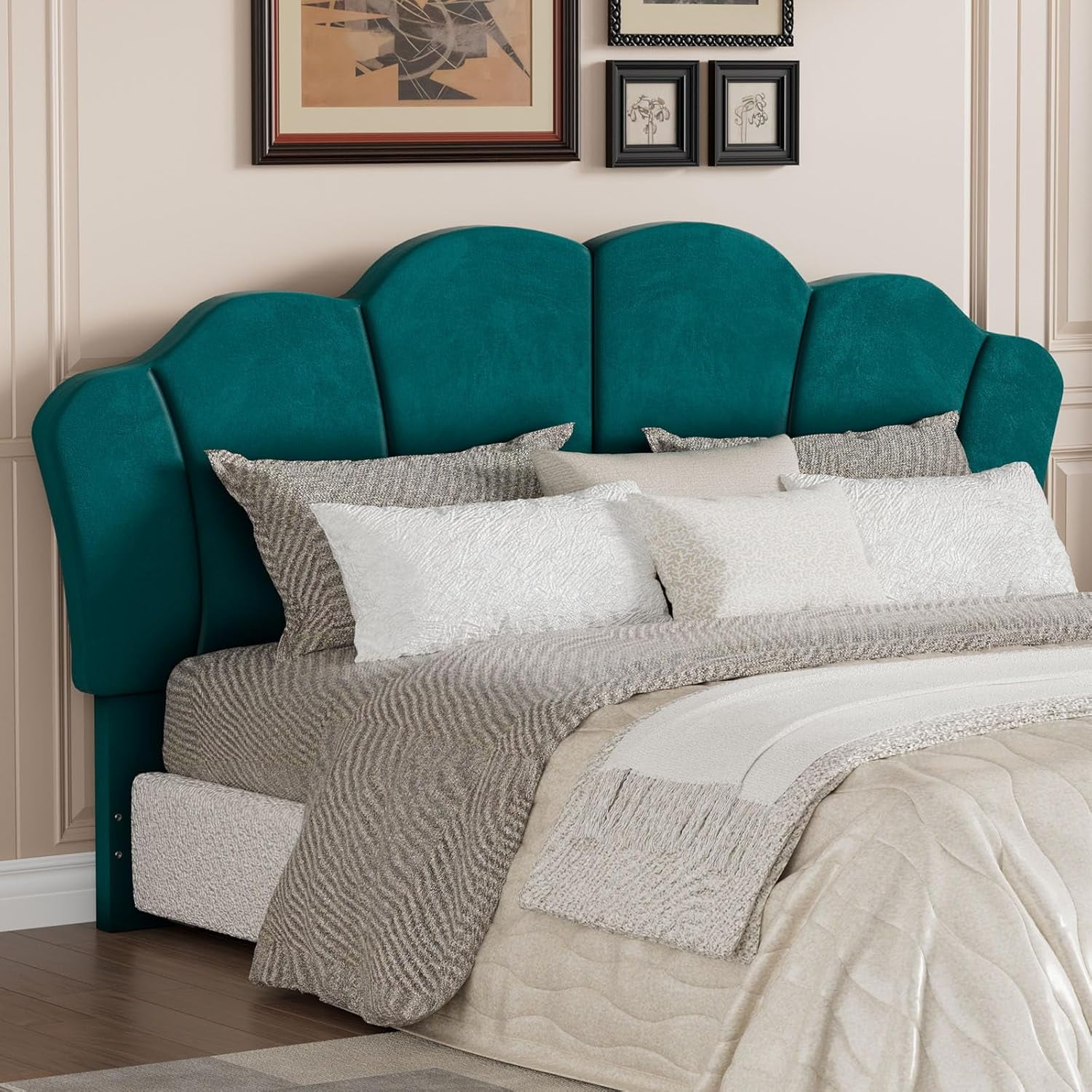 PAKASEPT Upholstered King Size Headboard, Headboards with Curved Tufted