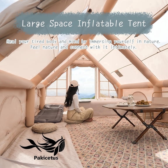 PAKICETUS 6-8 Person Blow Up Inflatable Waterproof Glamping Tent with Stove Jack