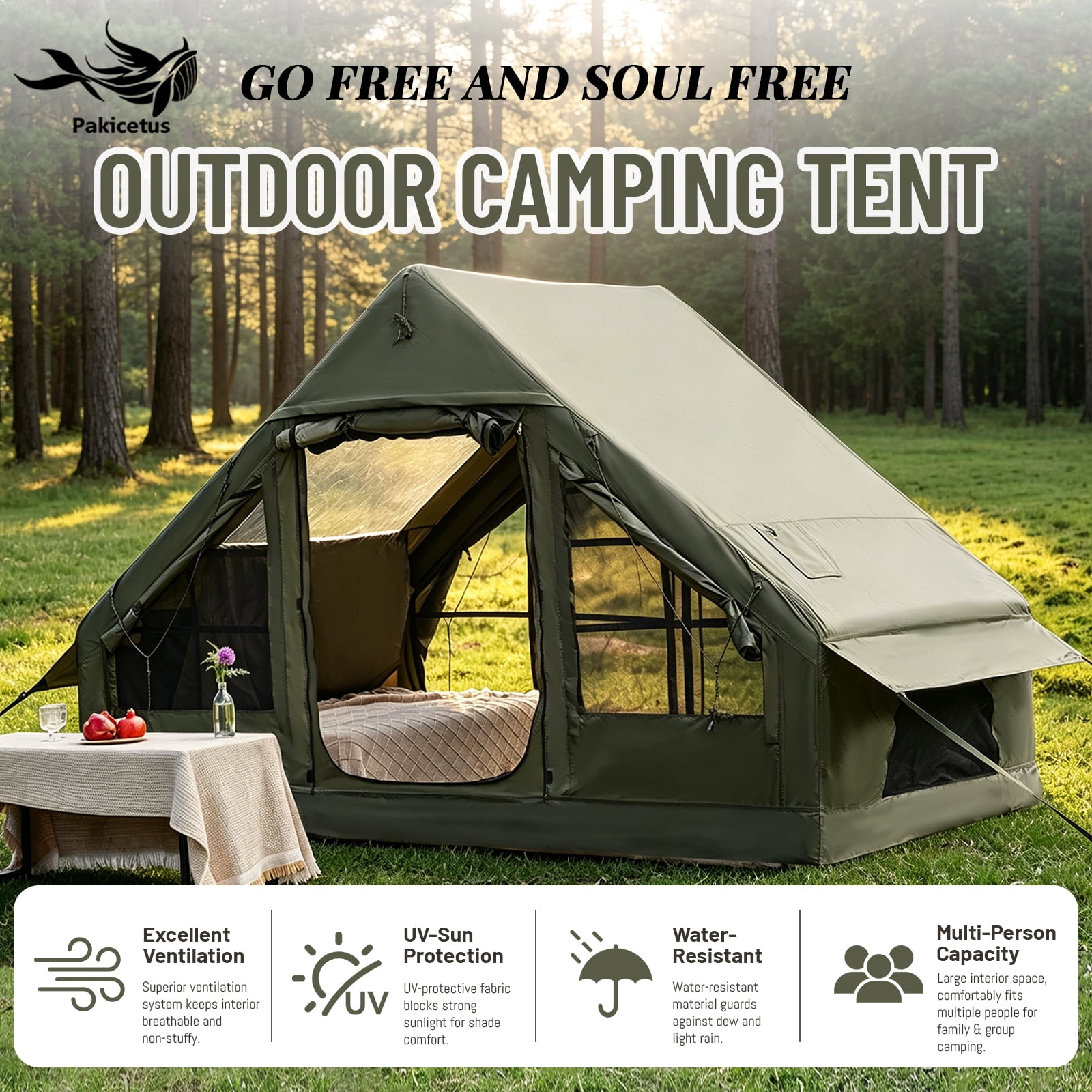 PAKICETUS Inflatable SUV Tailgate Tent, 6.3 Sq.M Main Shelter With