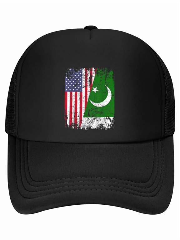 PAKISTANI ROOTS Half American Flag PAKISTAN Baseball Cap