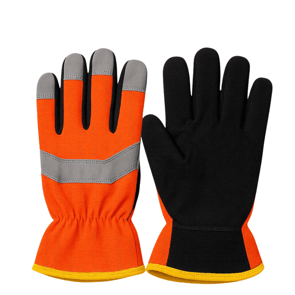 PAKNADA 1 Pair High-Visibility Cotton Reflector Work Gloves for Construction & Outdoor Work