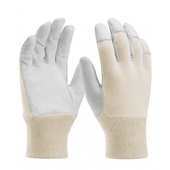 PAKNADA 1 Pairs Goatskin Leather Mechanic Work Gloves Size L, Reinforced Safety PPE Gloves with Cotton Back for Construction & Industrial Use