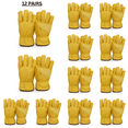 thumbnail image 1 of PAKNADA 12 Pair Cow Grain Leather Work Gloves, White, Premium Safety Gloves for Construction, Farming, Gardening, Outdoor Use, 1 of 5