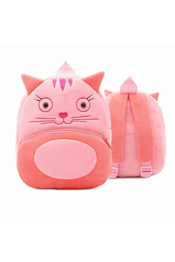 Cute Animal Plush Kids Backpack for Toddlers Boys Girls, Soft Lightweight Cartoon School Bag for Preschool, Travel & Daycare (Unicorn, Dinosaur, Bunny, Cat, Dog)