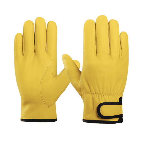 PAKNADA Sheepskin Leather Work Gloves, Durable Safety Gloves for Men, Flexible Grip, Construction, Farming, Gardening, Heavy Duty Use