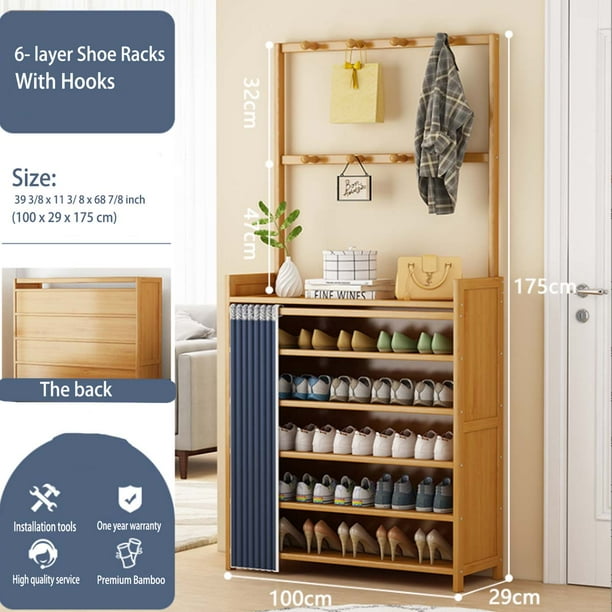 PAKROMAN Multifunctional Entryway Coat Rack Storage Shelves 5 Tier