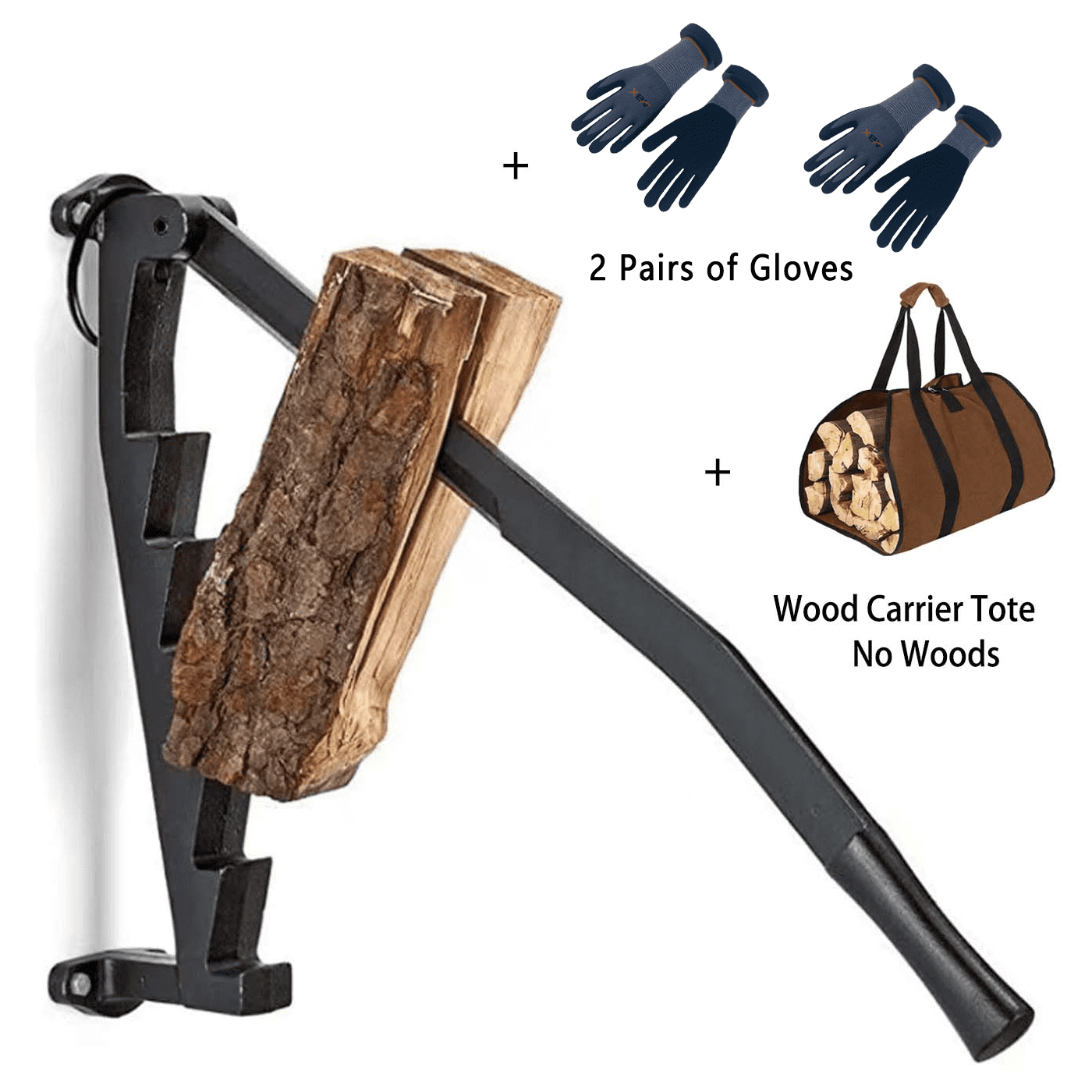 PAKROMAN Wall Mount Steel Firewood Splitter, Firewood Cutting Tools, Kindling Wood Cracker