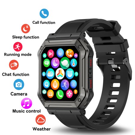 1.91" Smart Watch with Text and Call(Answer/Dial), Rugged Outdoor Bluetooth Smartwatches for Men, Compatible with Android iOS