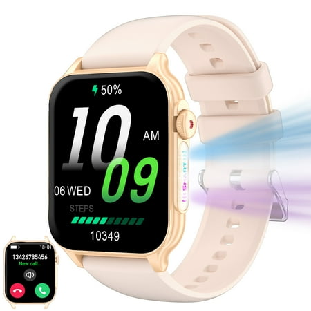 PAKRYS 1.96" LED Flashlight Smart Watch with 100+ Sports Modes Compatible with iOS and Android, 1pc, Pink