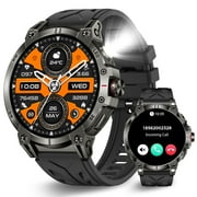 PAKRYS KC89 1.85 HD 760mAh Battery Smart Watch for Men with LED Flashlight 100+ Sports Modes Fitness Tracker Smartwatches for iOS Android, 1pc, Black