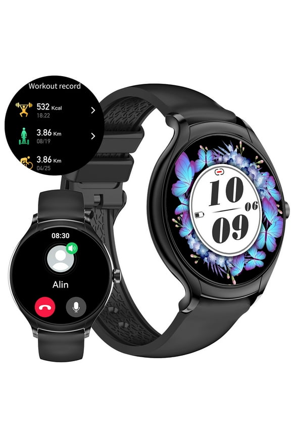 KT67 Smart Watches for Men Women 1.39" HD Screen Outdoor Smartwatch Answer/Make Call Watch for iOS Android, 1pc, Black