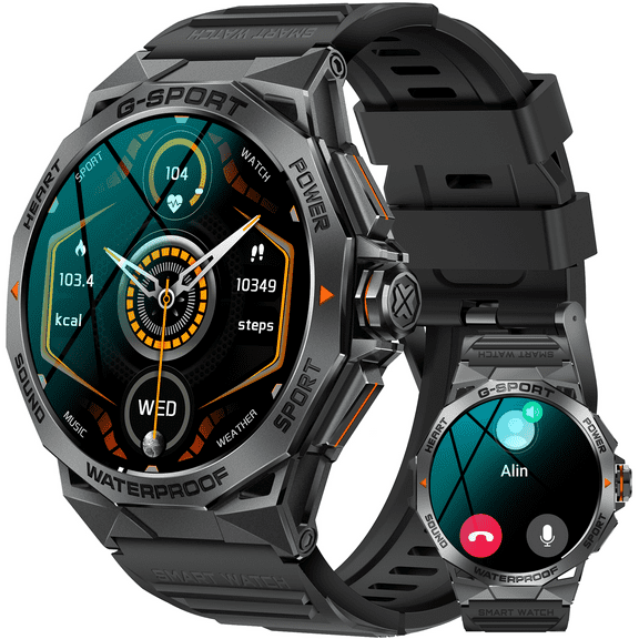 PAKRYSMilitary Smart Watches for Men, AMOLED Screen Fitness Tracker with Multiple Sport Modes and Sport Record, Waterproof Smartwatch for iPhone Android.