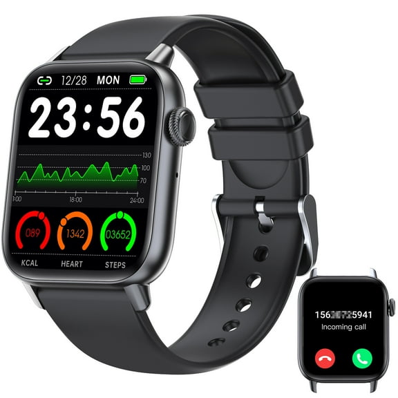PAKRYS QS08P Smart Watch, 1.83" Touch Screen Fitness Watch with Sleep Monitor, Waterproof Activity Tracker for Women Men, Compatible with iOS Android, 1pc