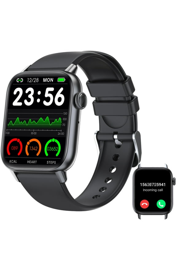 QS08P Smart Watch, 1.83" Touch Screen Fitness Watch with Sleep Monitor, Waterproof Activity Tracker for Women Men, Compatible with iOS Android, 1pc