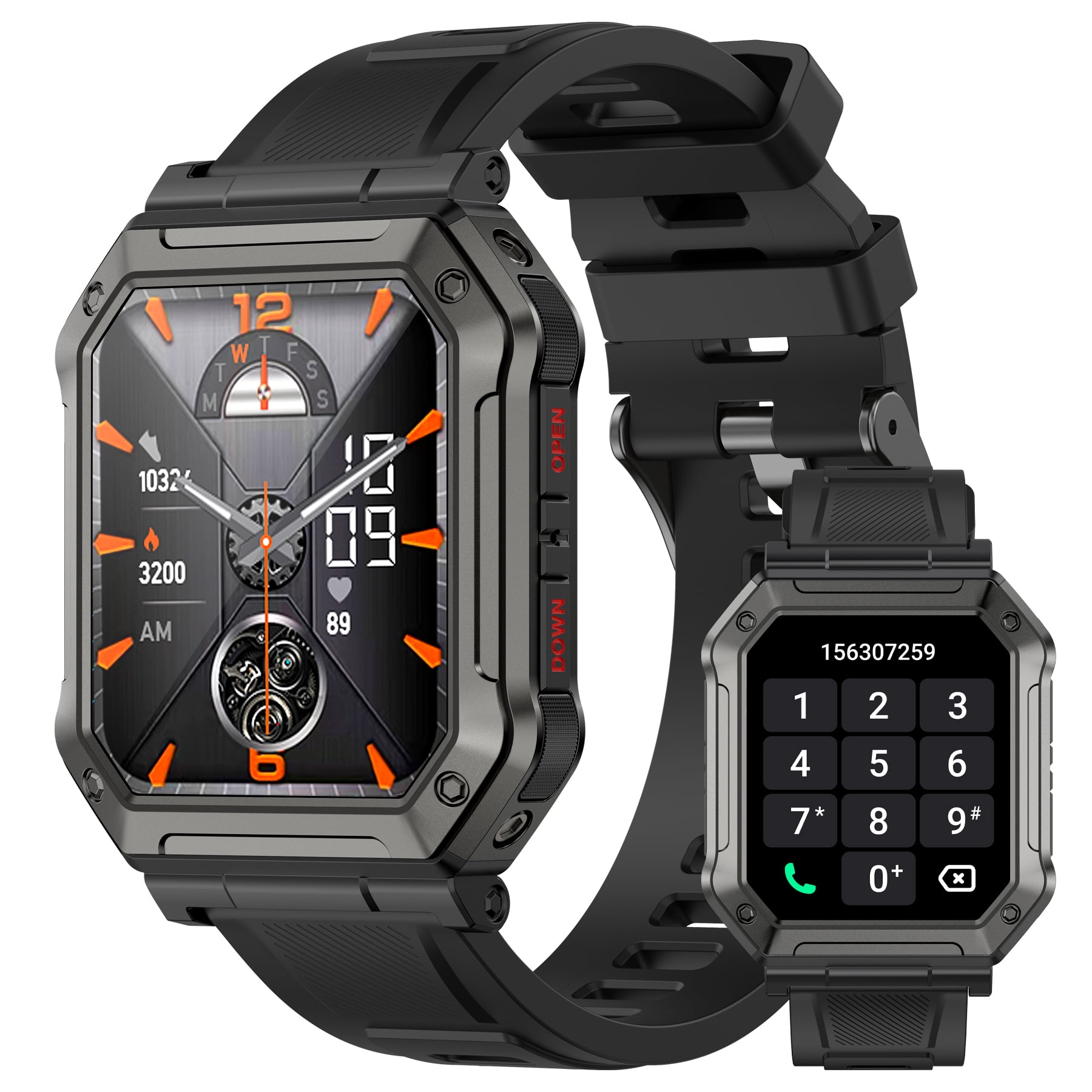 PAKRYS Smart Watch for Men, 1.91'' Outdoor Sports Smartwatch, IP68 Waterproof Fitness Tracker, 100+ Sports Modes with Sleep Monitor Pedometer, for Android iOS