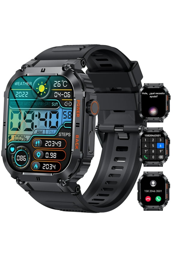 Smart Watches for Men, 1.96" HD Big Screen Rugged Sports Smartwatch, Waterproof Activities Tracker Watch Compatible with Android iOS