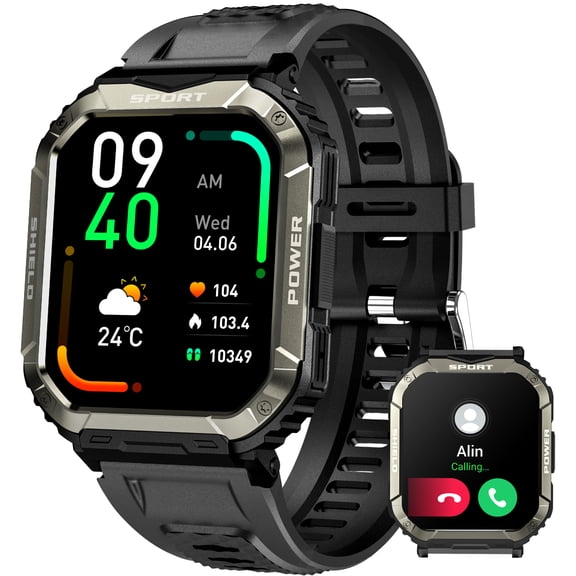 PAKRYS Smartwatch for Men(Answer/Make Calls), 1.83'' Big Screen Fitness Tracker Watch with Sleep Monitor, IP68 Waterproof Smartwatch for iPhone Android