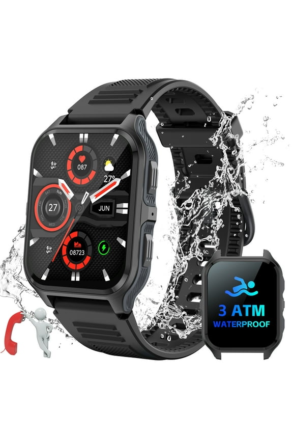 Smartwatches For Men, 3ATM Waterproof 100+ Sport Modes Outdoor Fitness Tracker, 1.83'' HD Rugged Smart Watch with Bluetooth Calls, for iPhone Android