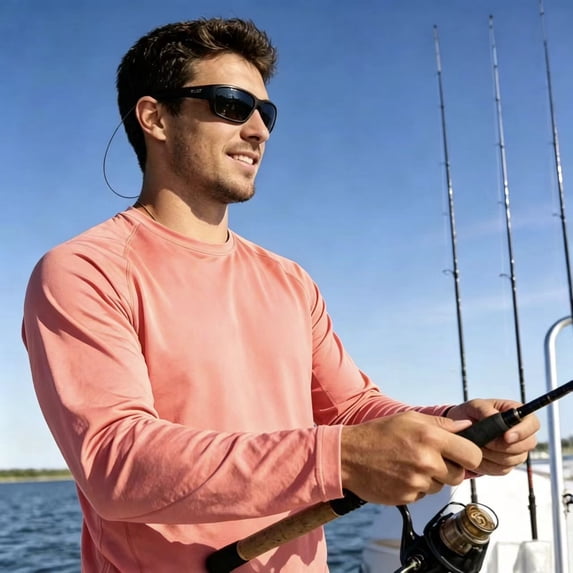 PAKUSISUP Men's Long Sleeve Fishing Shirts UPF 50+ | Quick-Dry Sun Protection Shirts (Lightweight, 116% Polyester)