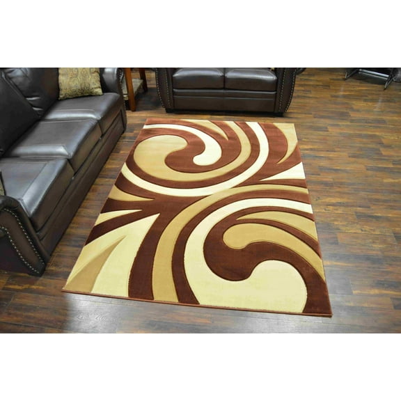 PALACE Modern Stylish Living Room Rug Design 5012 - 7'8"x10'8", Brown