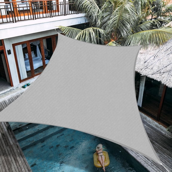 PALACE WORLD 12' x 16' Rectangle Sun Shade Sail Canopy 190 GSM Permeable UV Block Sun Shade for Outdoor Patio Garden Backyard,Gray