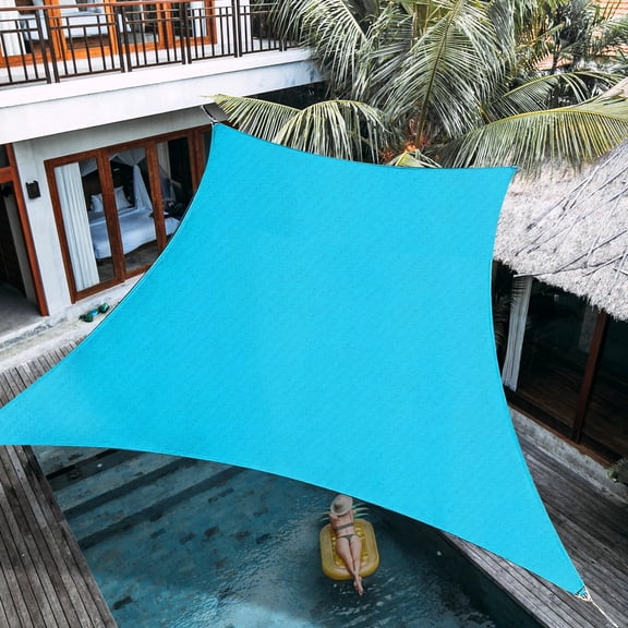PALACE WORLD 12' x 16' Rectangle Sun Shade Sail Canopy 190 GSM Permeable UV Block Sun Shade for Outdoor Patio Garden Backyard,Turquoise