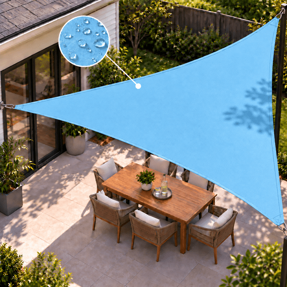 PALACE WORLD 12' x 16' x 20' Triangle Waterproof Sun Shade Sail,220 GSM Heavy Duty Sun Shade Sail, 95% UV Block Patio Cover for Shade and Rain,Canopy for Patio Backyard Deck Garden, Blue