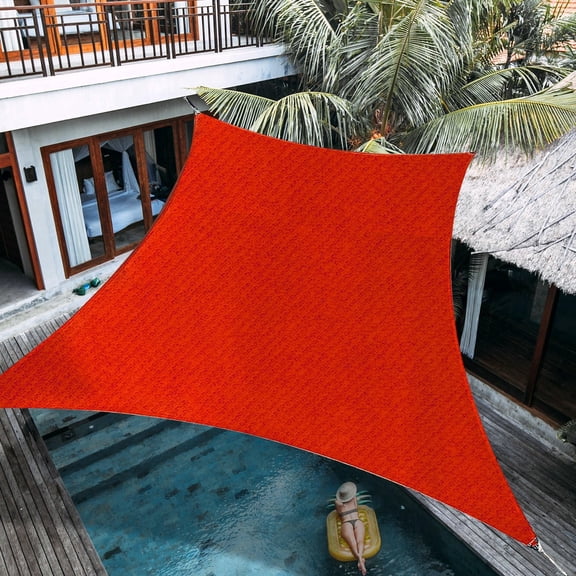 PALACE WORLD 16' x 16' Rectangle Sun Shade Sail Canopy 190 GSM Permeable UV Block Sun Shade for Outdoor Patio Garden Backyard,Red