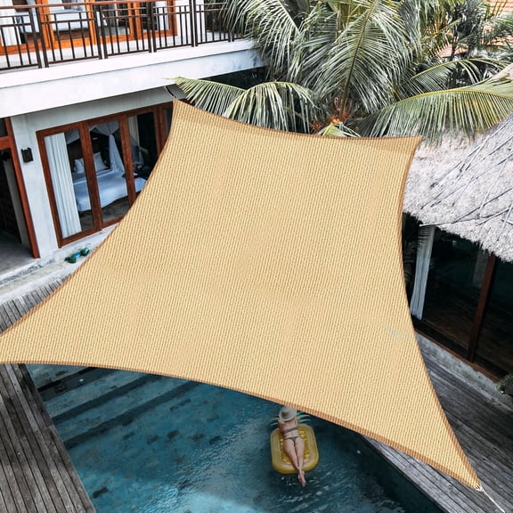 PALACE WORLD 16' x 16' Rectangle Sun Shade Sail Canopy 190 GSM Permeable UV Block Sun Shade for Outdoor Patio Garden Backyard,Sand