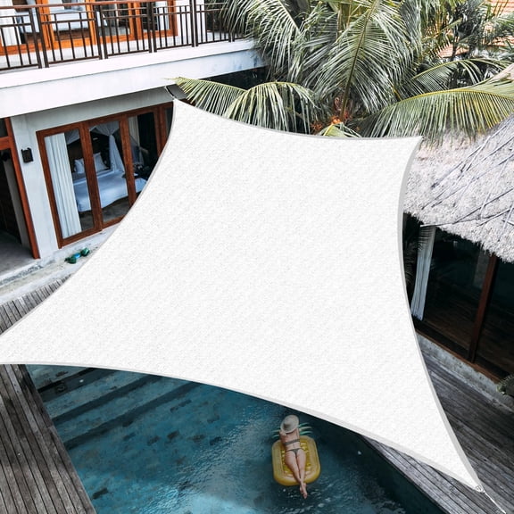 PALACE WORLD 16' x 20' Rectangle Sun Shade Sail Canopy 190 GSM Permeable UV Block Sun Shade for Outdoor Patio Garden Backyard,White