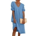 thumbnail image 1 of PALACLOTH Half Sleeve Cotton And Linen Kaftan Loose Dress, 1 of 2