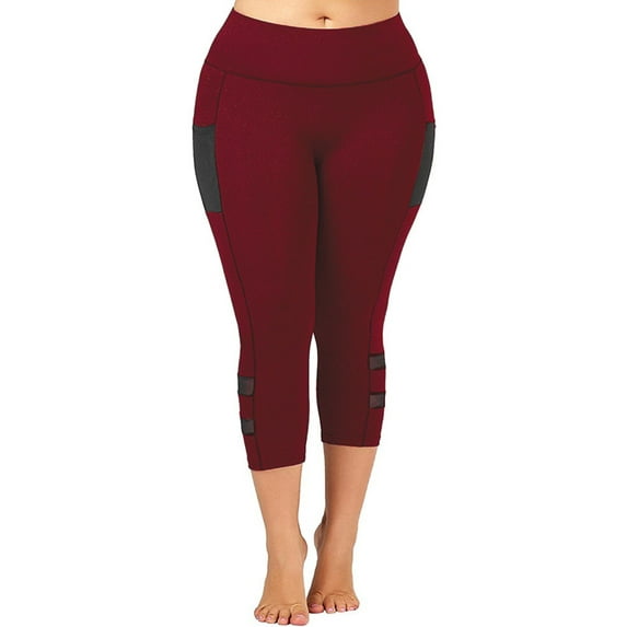 PALACLOTH Plus Size Women Stretch Dri-More Core Active Capri Legging With Side Pocket