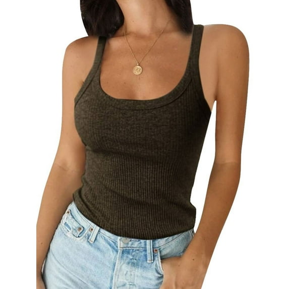 PALACLOTH Woman Sleeveless Racerback Tank Top with Scoop Neck