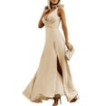 thumbnail image 1 of PALACLOTH Women Deep V-neck Split Drawstring Spaghetti Strap Elegant Party Dress, 1 of 6