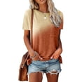 thumbnail image 1 of PALACLOTH Women Gradient Patchwork Round Neck T-shirt Summer Tee Shirts, 1 of 2