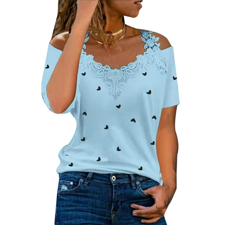 Cold Shoulder Geometry Print Round neck T-shirt Cold Shoulder Geometry Print Round neck T-shirt